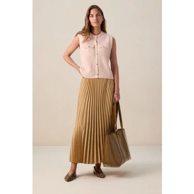 Afbeelding van Sissy Boy Dames Gouden midi rok (Maat L, Katoen)