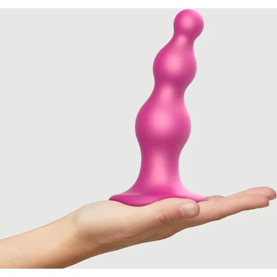 Afbeelding van Strap On Me Dildo Plug Beads Metallic Raspberry Pink M
