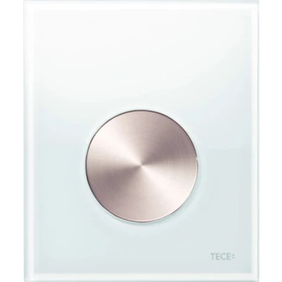 Afbeelding van Tece loop urinoir bedieningsplaat glas zuiver wit, toets geborsteld rvs Duurzaam materiaal