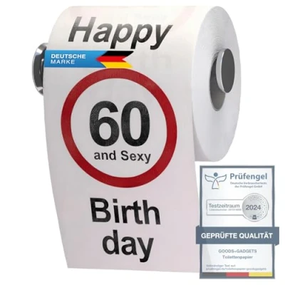 Afbeelding van GOODS+GADGETS Grappig toiletpapier 60e verjaardag decoratie
