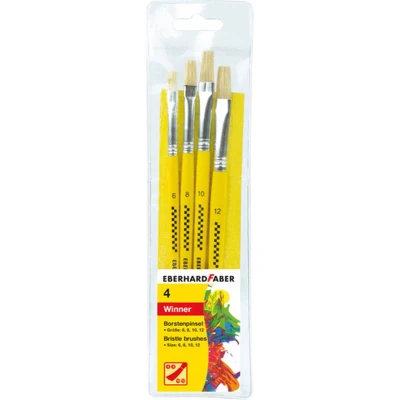 Afbeelding van penselenset Eberhard Faber varkenshaar maat 4 6 8 12
