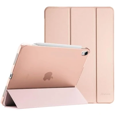 Afbeelding van ProCase Hoes voor 10,9 inch iPad Air 5e 2022 / 4e 2020 Case, Tri fold Slim Beschermhoes Hoesje Smart Folio Cover met Translucent Matte Back Rosegoud