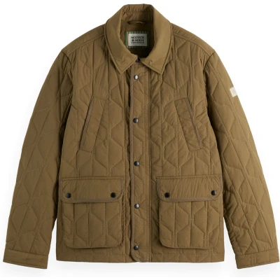 Afbeelding van Scotch &amp; Soda Geometric Quilted Jas, Heren, Maat: Small, Golden brown
