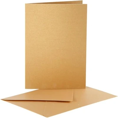 Afbeelding van Parelmoer kaarten en enveloppen, afmeting kaart 10,5x15 cm, envelop 11,5x16,5 goud, 10sets