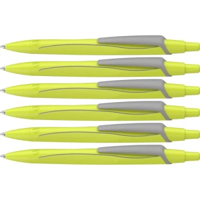 Afbeelding van Schneider Reco Neon Edition 131925 balpen van gerecycled kunststof, bekroond met blauwe engel, inktkleur: blauw, neongeel, 6 stuks