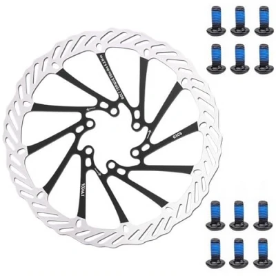 Afbeelding van YBEKI Set van 2 fietsremschijven 160 mm, 180 203 roestvrij staal, voor racefiets, mountainbike, BMX (zwart, mm)