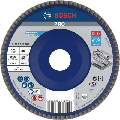 Afbeelding van Bosch Accessories 2608607338 X571 Lamellenschijf Diameter 125 mm Boordiameter 22.33 Staal 1 stuk(s)