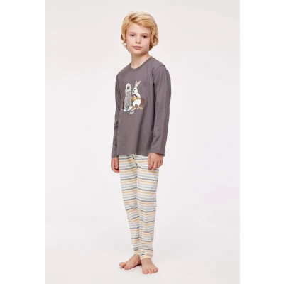 Afbeelding van Woody pyjama voor jongens grijs maat 16j