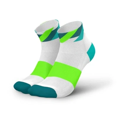 Afbeelding van INCYLENCE 1 paire de chaussettes course courtes pour homme et femme avec légère compression, Loops Short blanc/vert, 35 38 EU