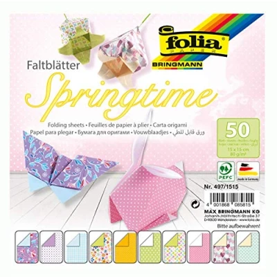 Afbeelding van folia 497/1515 Springtime vouwbladen 15 x cm, 80 g/m², 50 vellen gesorteerd in 10 motieven ideaal voor mooie trucs en vouwvormen