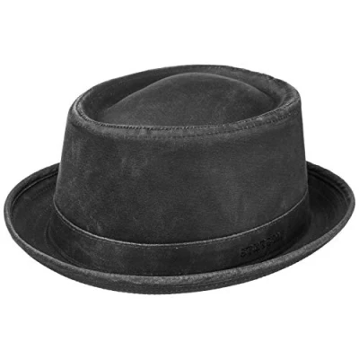 Afbeelding van Stetson Odenton Varkenspie hoed voor dames en heren, varkenspaarthoed van katoen, waterafstotend fedora met zonwering, zomer/winterhoed muzikanthoed, Bruin