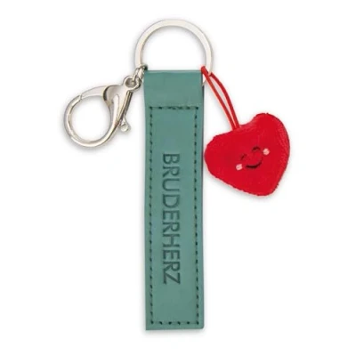 Afbeelding van Magni, Vrouwen, Sleutelhanger, NICI Schlüsselanhänger Bruderherz Kunstlederband mit Herz grün 10cm, Groen