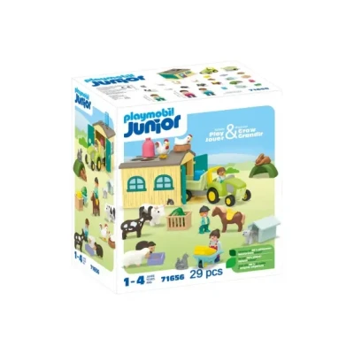 Afbeelding van PLAYMOBIL Junior PROMO: Boerderijavontuur met tractor, aanhanger en dieren vrienden 71656