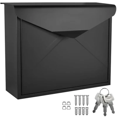 Afbeelding van ALSTEN TECH Design wandbrievenbus zonder krantenhouder zwart mat RAL 9017 geschikt voor A4/C4