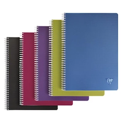 Afbeelding van Clairefontaine 329125C Collection Linicolor Intensief notitieboek, spiraalbinding, A4, 21 x 29,7 cm, 100 pagina&#039;s, kleine ruitjes, wit papier, 90 g, omslag van polypropyleen, transparant, willekeurige kleurkeuze