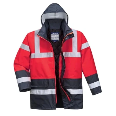 Afbeelding van Portwest Contrast Traffic jas met hoge zichtbaarheid, maat L, kleur: rood/marineblauw, S466RNRL