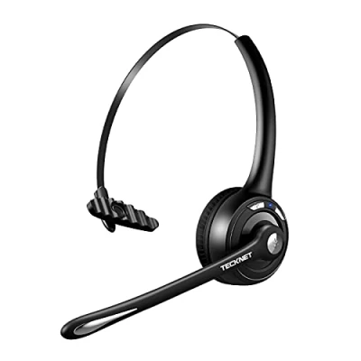 Afbeelding van TECKNET Draadloze Bluetooth hoofdtelefoon met microfoon ruisonderdrukking voor vrachtwagens, handsfree, mute mobiele telefoon, pc, thuis, kantoor, callcenter, Skype