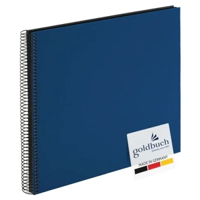 Afbeelding van goldbuch Bella Vista, 25996, spiraalalbum, fotoalbum, 35 x 30 cm, fotoalbum met 40 zwarte pagina&#039;s, herinneringsalbum van linnen, fotoboek voor foto&#039;s en om in te plakken, blauw