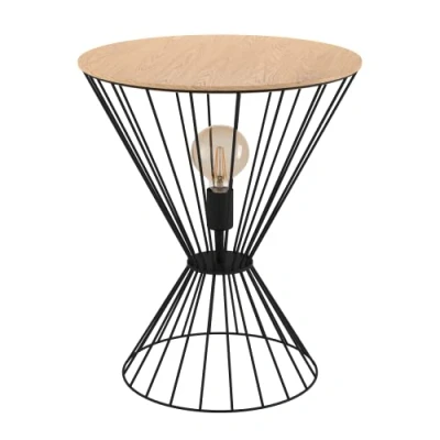 Afbeelding van EGLO Desierto Tafellamp E27 Staal;Hout Zwart;Bruin
