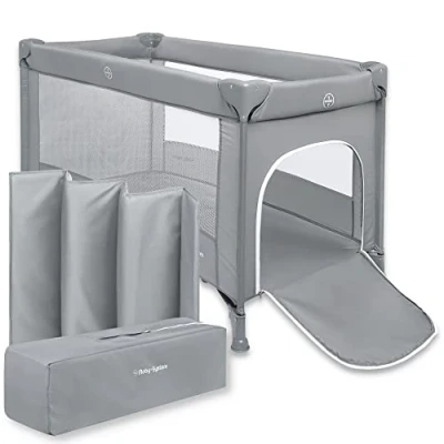 Afbeelding van Moby System Reisbedje Reiswieg / Box Happy Traveler Grijs campingbedje met matras campingbed baby bedje campingbedjes inklapbare 60x120 opvouwbare camping bed inclusief 60 x 120 voor kampeerbed reisbedjes kampeer kampeerbedje kinderbox