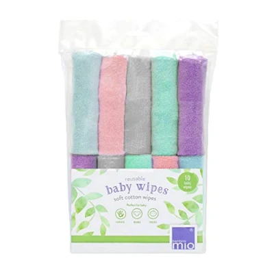 Image de Bambino Mio, Lingettes Bébé Lavables, Ultra Doux et Sans Produit Chimique, Lot De 10, Nuage L&#039;emballage peut varier