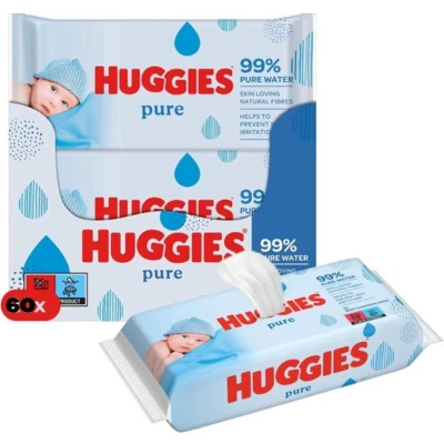 Afbeelding van Huggies Pure Billendoekjes 3360 babydoekjes 60 x 56