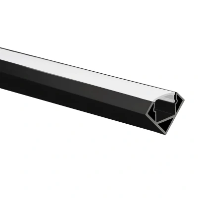 Afbeelding van Yphix Led Strip Profiel Tarenta Zwart Hoek 1m Incl. Melkwitte Afdekkap LEDdirect.nl
