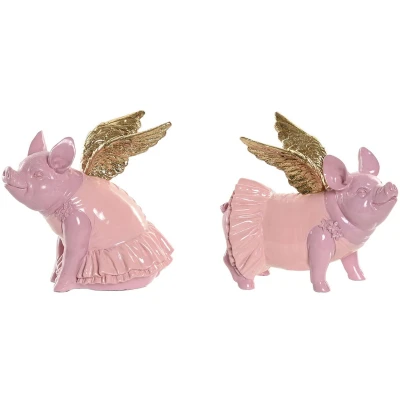 Afbeelding van Decoratieve figuren Home ESPRIT Roze Varken 19 x 11 17 cm (2 Stuks)