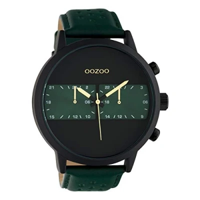 Afbeelding van OOZOO Timepieces Bos/olijf groene horloge met bos leren band C11233
