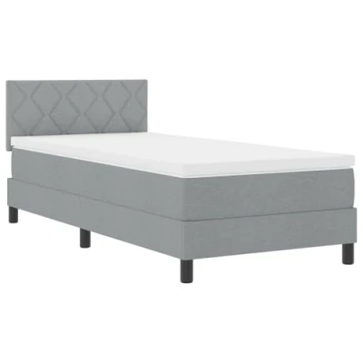 Afbeelding van vidaXL Box Spring Bed met Matras &amp; LED Lichtgrijs 90x200 cm Stof