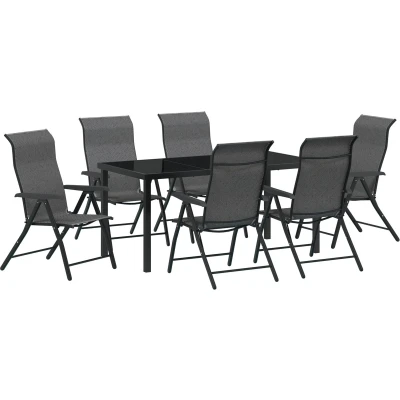 Afbeelding van vidaXL 7 delige tuin eetset grijs poly rattan