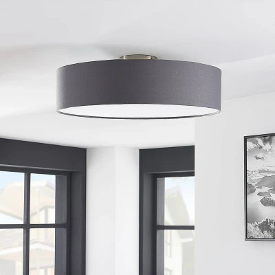 Afbeelding van Lindby plafondlamp 3lichts Stof, metaal H: 17 cm E27 grijs, wit, mat nikkel