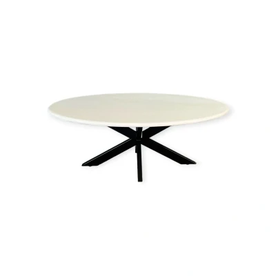 Afbeelding van Zita Home Salontafel 120cm ovaal met wit blad en ronde rand 45cmhoog