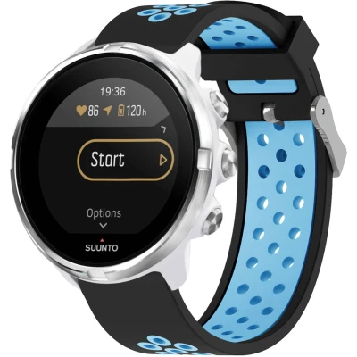 Afbeelding van iMoshion Siliconen sport 24 mm bandje Geschikt voor Suunto 7 / 9 (Baro) Sony Smartwatch 2 Zwart/Blauw