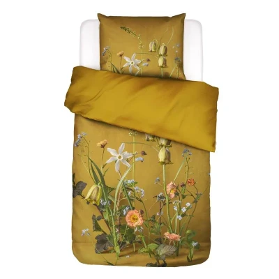 Afbeelding van ESSENZA Ficaria Dekbedovertrek Flower ochre Eenpersoons 140x200/220 cm
