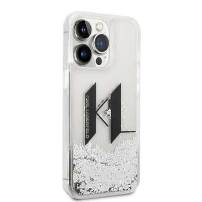 Afbeelding van Backcase hoesje geschikt voor iPhone 14 Pro Max Karl Lagerfeld Effen Zilver Silicone