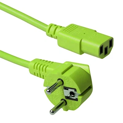 Image de ACT Câble d&#039;alimentation power IEC 60320 C13 pour CEE 7/7 (M) CA 230 V 1.8 m connecteur à 90 RAL 6018
