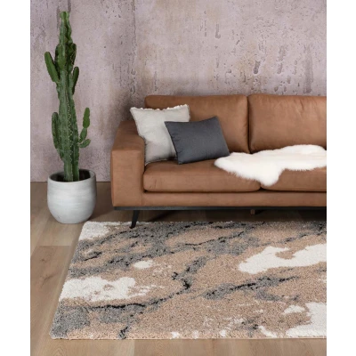 Afbeelding van Hoogpolig Tapijt/Vloerkleed Marble Artisan Beige 140x200 Cm