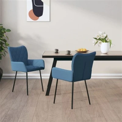 Image de vidaXL Chaises à manger lot de 2 bleu tissu4101228