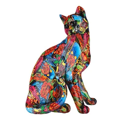 Afbeelding van Casablanca Street Art decoratief figuur wilde kat van hars cadeau voor kattenliefhebbers kleur: meerkleurig graffiti hoogte 29 cm