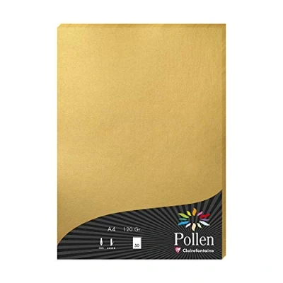 Afbeelding van Clairefontaine 4200 C etui met 50 vellen formaat A4 (21 x 29,7 cm) 120 g/m² kleur goud uitnodigingspapier voor evenementen en bijpassende pollen serie premium papier glad