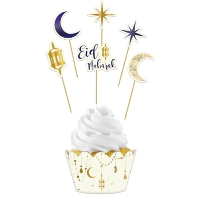 Afbeelding van Folat Cupcake decoratie set &#039;Eid Mubarak&#039; 12 stuks