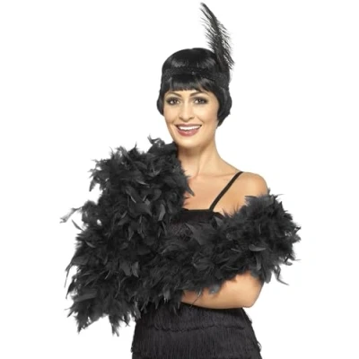 Image de Smiffys Boa Deluxe, noir, à plumes, 180cm, 80g