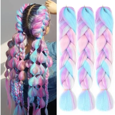Afbeelding van FANWYFYU Kanekalon Haarlokken Vlechthaar, 3 verpakkingen 61 cm, jumbo braids Haarlokken, synthetische vezel haarverlenging voor gehaakte twist vlechten (MD16)
