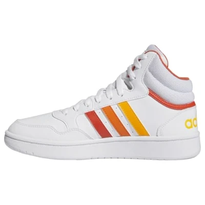 Afbeelding van adidas HOOPS 3.0 MID SHOES halfhoge schoenen zonder voetbal dames, Cloud Wit/Gepreloved Rood/Oranje