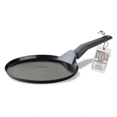 Afbeelding van Fackelmann Statement Pannenkoekenpan 25 cm platte pan met keramische coating gerecycled aluminium antiaanbaklaag voor alle warmtebronnen, inclusief inductie, PFAS vrij