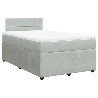 Image de vidaXL Sommier à lattes de lit et matelas Gris clair 120x200cm Velours