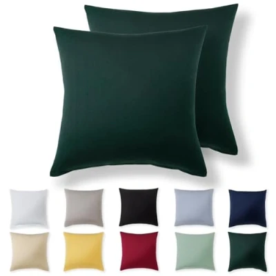 Afbeelding van Alreya Kussenslopen, set van 2, 65 x cm, 65% jersey katoen, kussenhoezen, jersey, superzacht, met ritssluiting, bosgroen