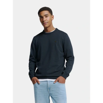 Afbeelding van No Excess Mannen Timeless Basics Two Tone Sweater Donkerblauw L