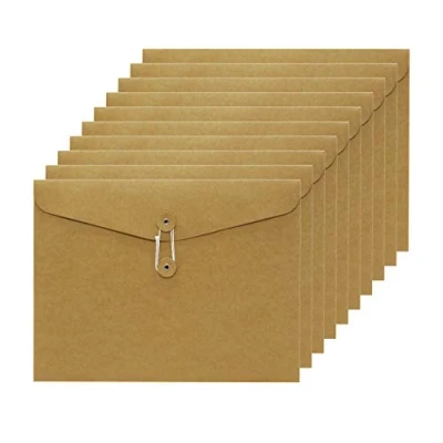 Afbeelding van Smiling Art Pack van 10 documententassen karton/kraftpapier in A4 formaat, documentenmap, aktetas, dossiermap, organisatiemap, ideaal voor kantoor, school, universiteit, 31 x 24 cm